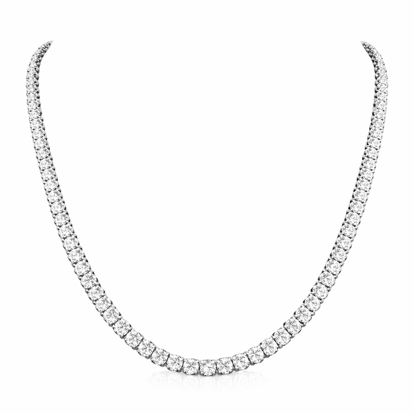 REGALIA | 17.12 Ct Round Diamond Tennis Necklace in 14K White - Lab Grown Diamonds