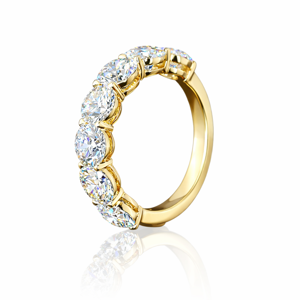 visage | 3.92 ct round diamond half eternity band in 14k yellow gold - lab grown diamond