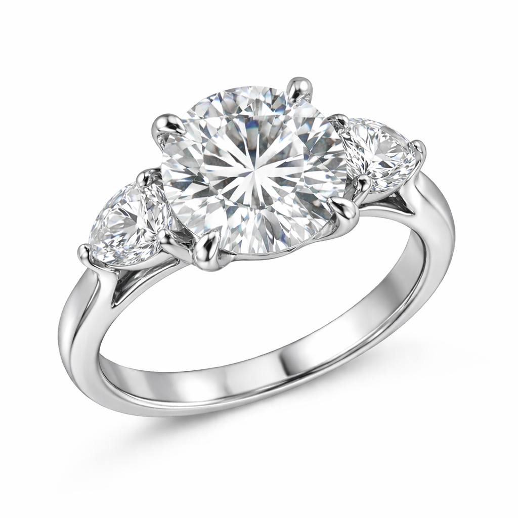 josephine | 4.12ct round diamond 3-stone engagement ring in 14k white gold - lab grown diamond