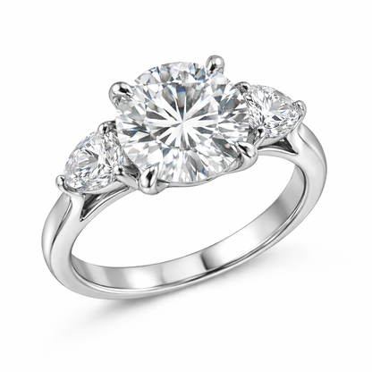 JOSEPHINE | 4.12ct Round Diamond 3-Stone Engagement Ring in 14K White Gold - Lab Grown Diamond
