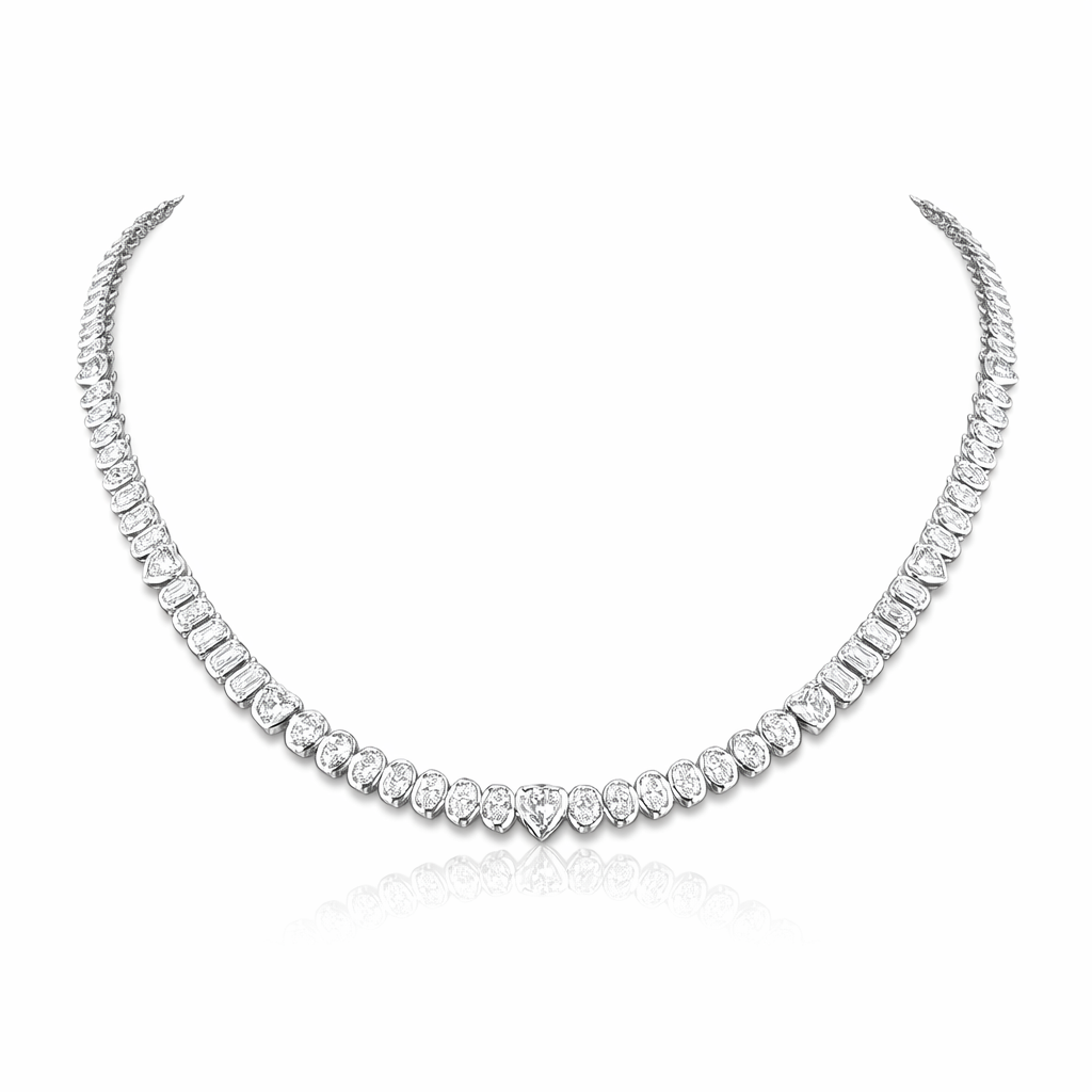 nexus | 8 ct mixedshape diamond tennis necklace in 14k yellow - lab grown diamond