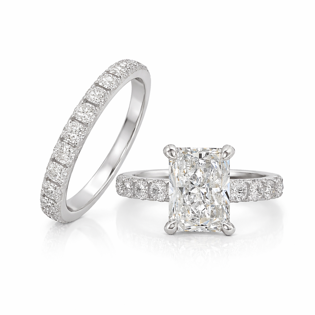 icon |  7.15 carat radiant cut engagement ring in 14k gold - lab grown diamond
