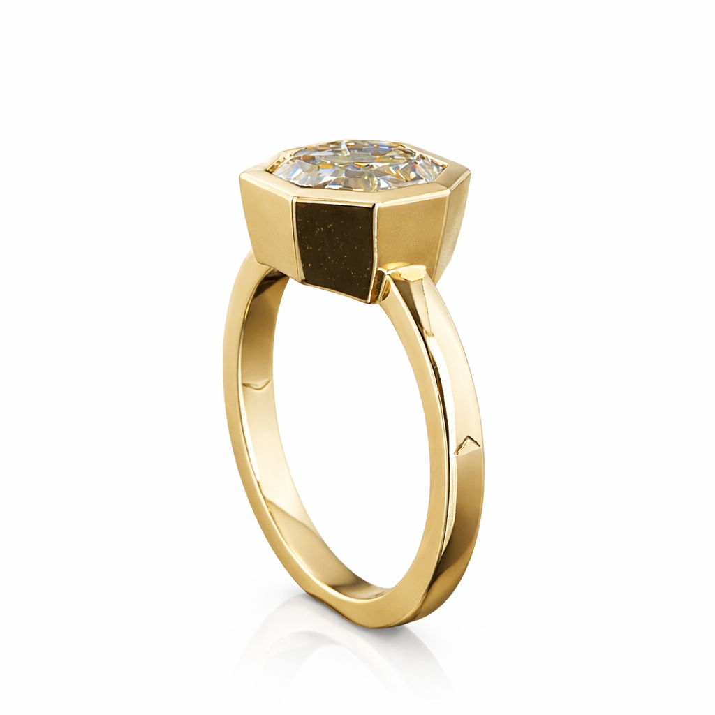 astrid | 3.33 ct octagon diamond solitaire ring in 14k yellow gold - lab grown diamond