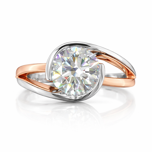 SENOVA DUET |2.54 Ct Round Shape Solitaire Ring in 14K TWO TONE