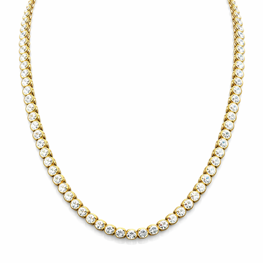 CZAR | 25.2 Ct Round Diamond Tennis Necklace in 14K White - Lab Grown Diamonds