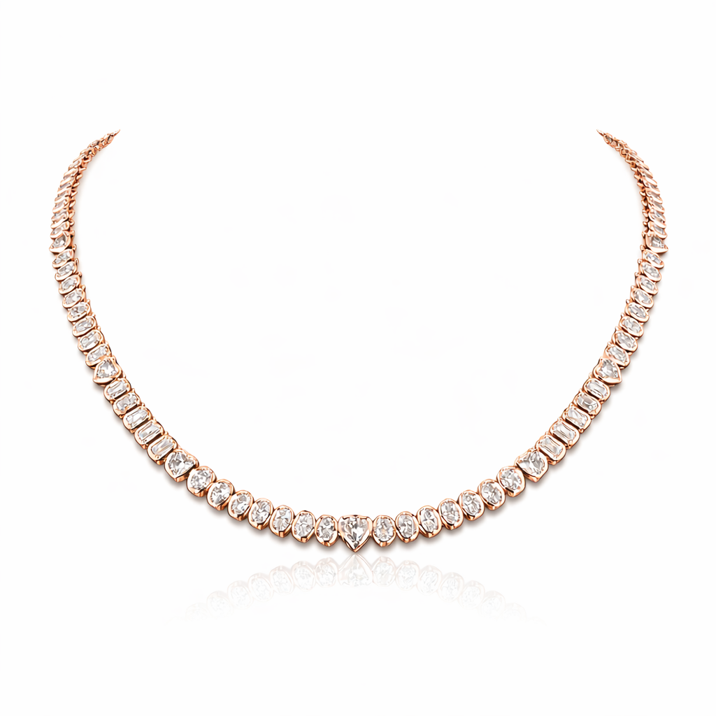 nexus | 8 ct mixedshape diamond tennis necklace in 14k yellow - lab grown diamond
