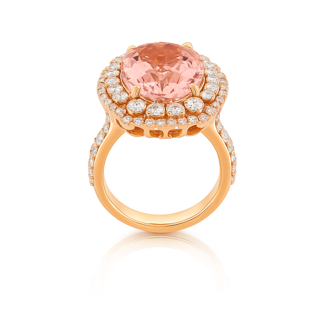 blush empress morganite ring | total 12.06ct natural | 18k rose gold