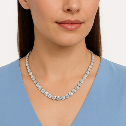 ABSOLUTE  | 71.99  Ct Round Diamond Tennis Necklace in 14K White - Lab Grown Diamonds