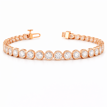 ADELINE | 5.28 Ct Round Diamond Tennis Bracelet in 18K Rose Gold