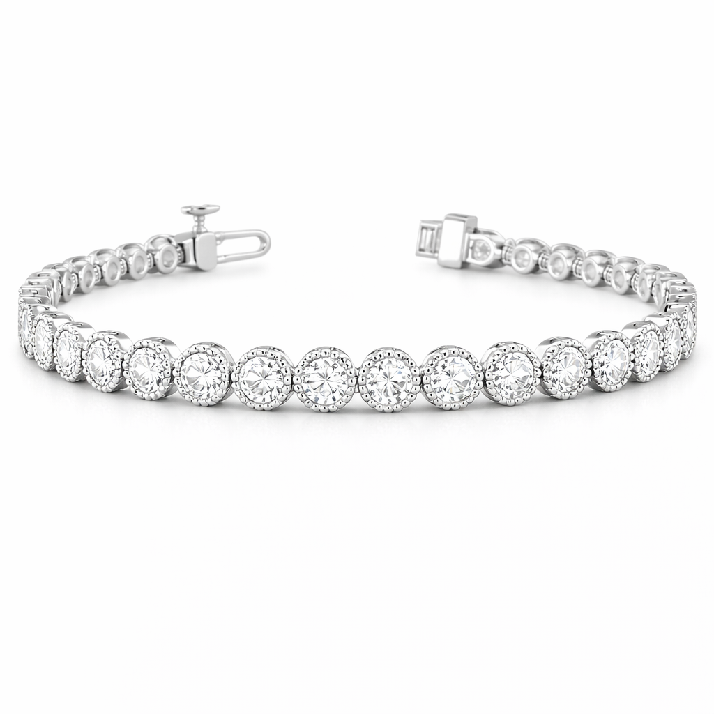 ADELINE | 5.28 Ct Round Diamond Tennis Bracelet in 18K White Gold