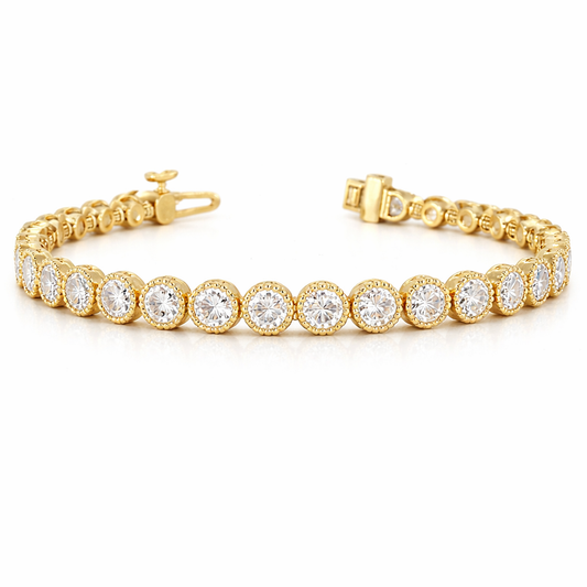 ADELINE | 5.28 Ct Round Diamond Tennis Bracelet in 18K Yellow Gold