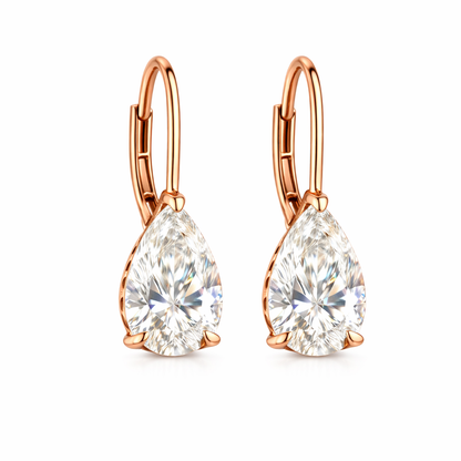 AETHEL | 3.11 Ct Pear Diamond Drop Earrings in 14K Rose Gold