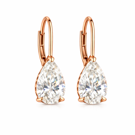 AETHEL | 3.11 Ct Pear Diamond Drop Earrings in 14K Rose Gold