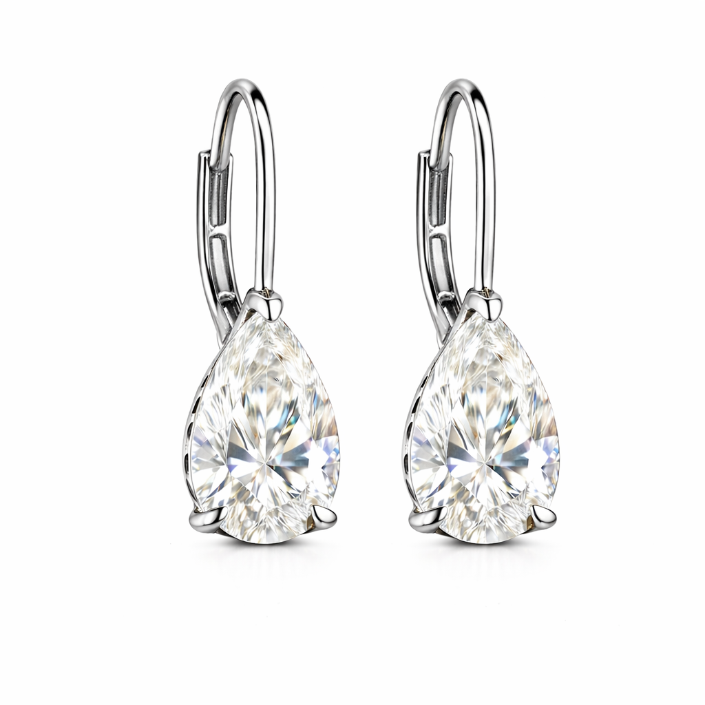 aethel | 3.11 ct pear diamond drop earrings in 14k white gold