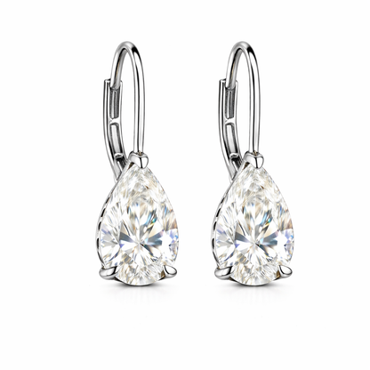 AETHEL | 3.11 Ct Pear Diamond Drop Earrings in 14K White Gold