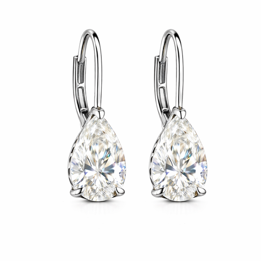 AETHEL | 3.11 Ct Pear Diamond Drop Earrings in 14K White Gold
