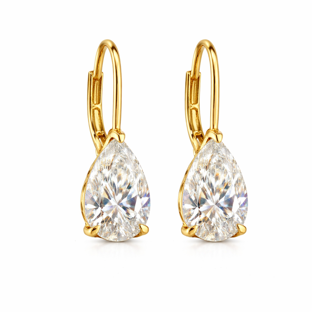 aethel | 3.11 ct pear diamond drop earrings in 14k yellow gold