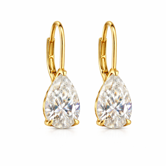 AETHEL | 3.11 Ct Pear Diamond Drop Earrings in 14K Yellow Gold