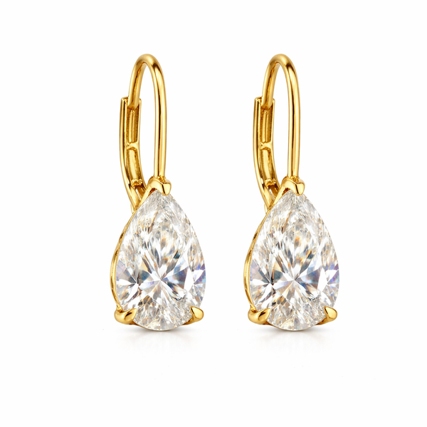 AETHEL | 3.11 Ct Pear Diamond Drop Earrings in 14K Yellow Gold - Lab Grown Diamond