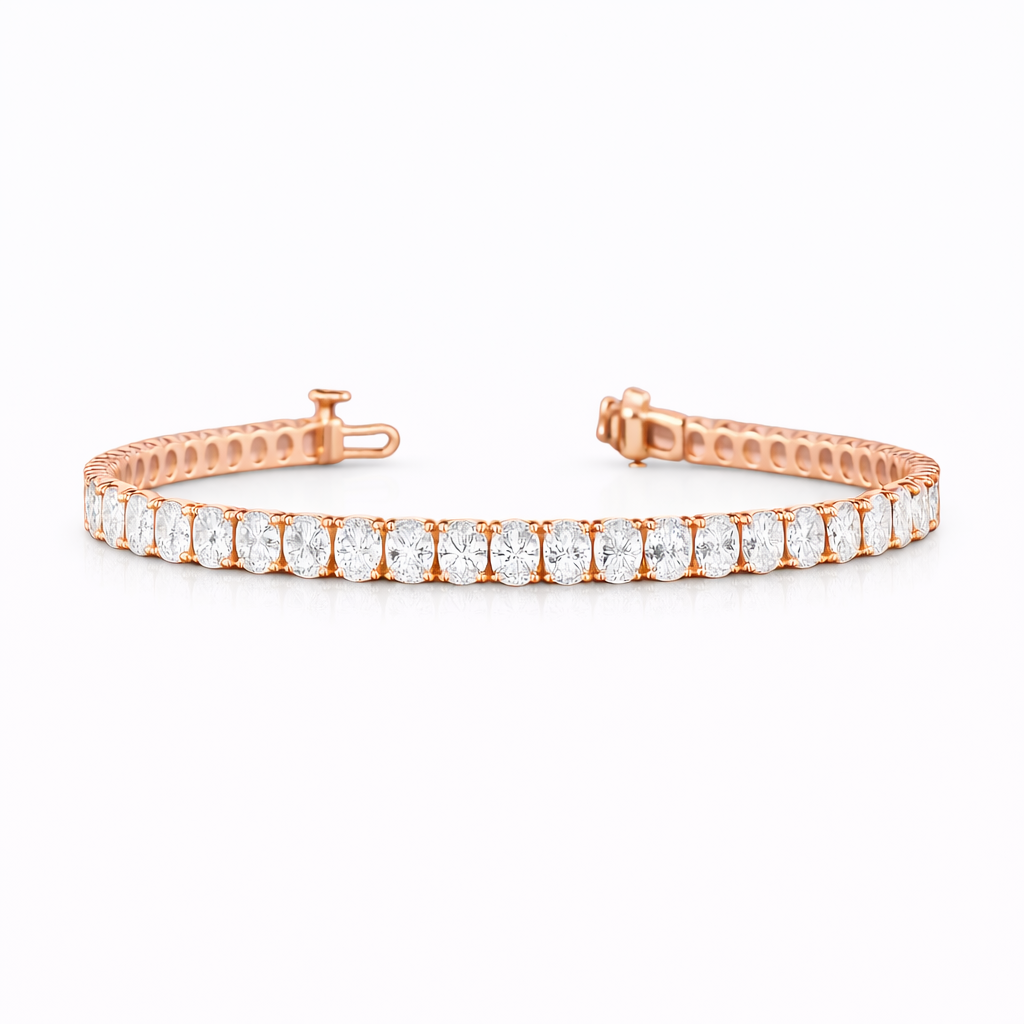 ALBELLE| 5.87 Ct  Oval Diamond Tennis Bracelet in 14K Rose Gold