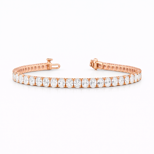 ALBELLE| 5.87 Ct  Oval Diamond Tennis Bracelet in 14K Rose Gold