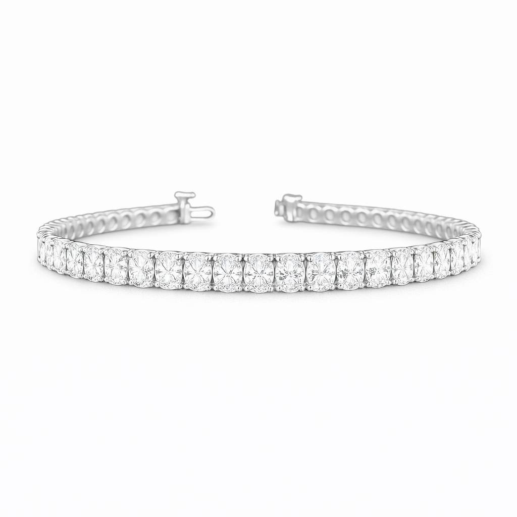 albelle| 5.87 ct  oval diamond tennis bracelet in 14k white gold