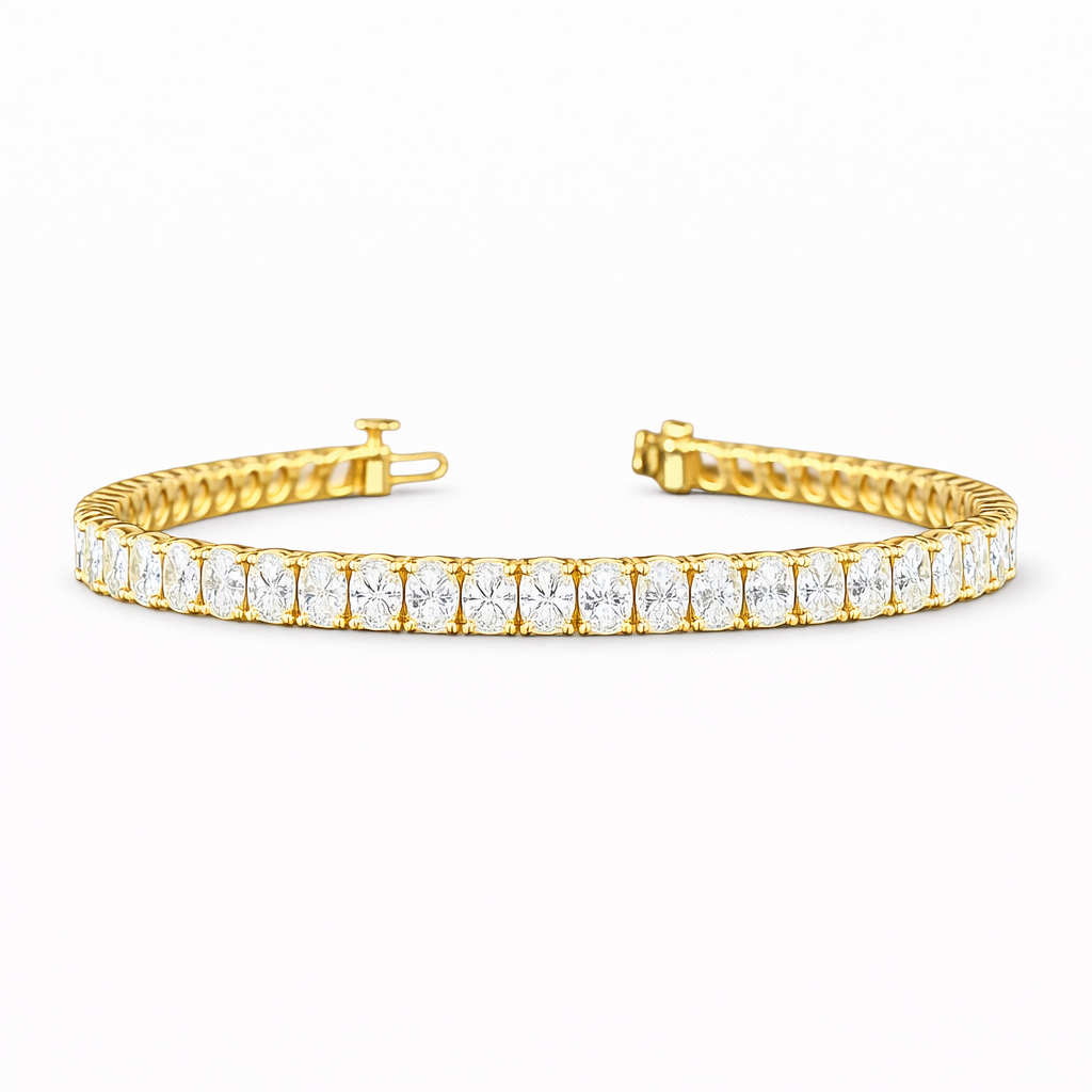 ALBELLE| 5.87 Ct  Oval Diamond Tennis Bracelet in 14K Yellow Gold