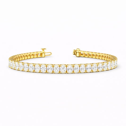 ALBELLE| 5.87 Ct  Oval Diamond Tennis Bracelet in 14K Yellow Gold