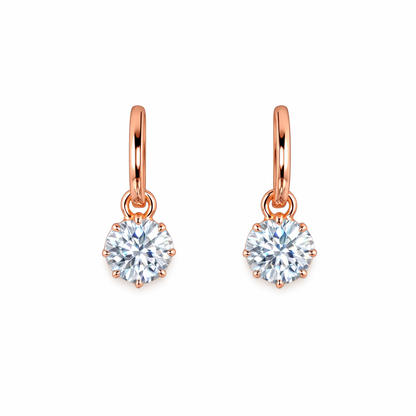 ALESSIA 2.02 Ct Round Hanging Earrings 14K Rose Gold Diamond