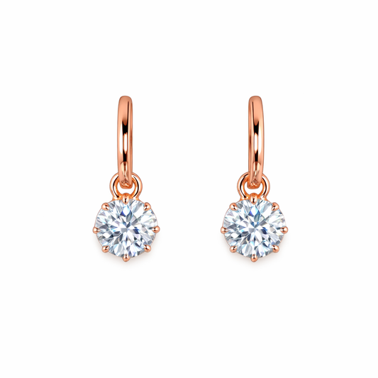 ALESSIA 2.02 Ct Round Hanging Earrings 14K Rose Gold Diamond