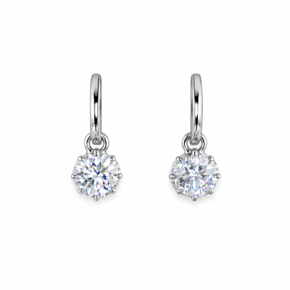 ALESSIA 2.02 Ct Round Hanging Earrings 14K White Gold Diamond