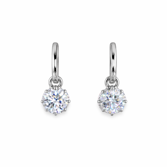 ALESSIA 2.02 Ct Round Hanging Earrings 14K White Gold Diamond