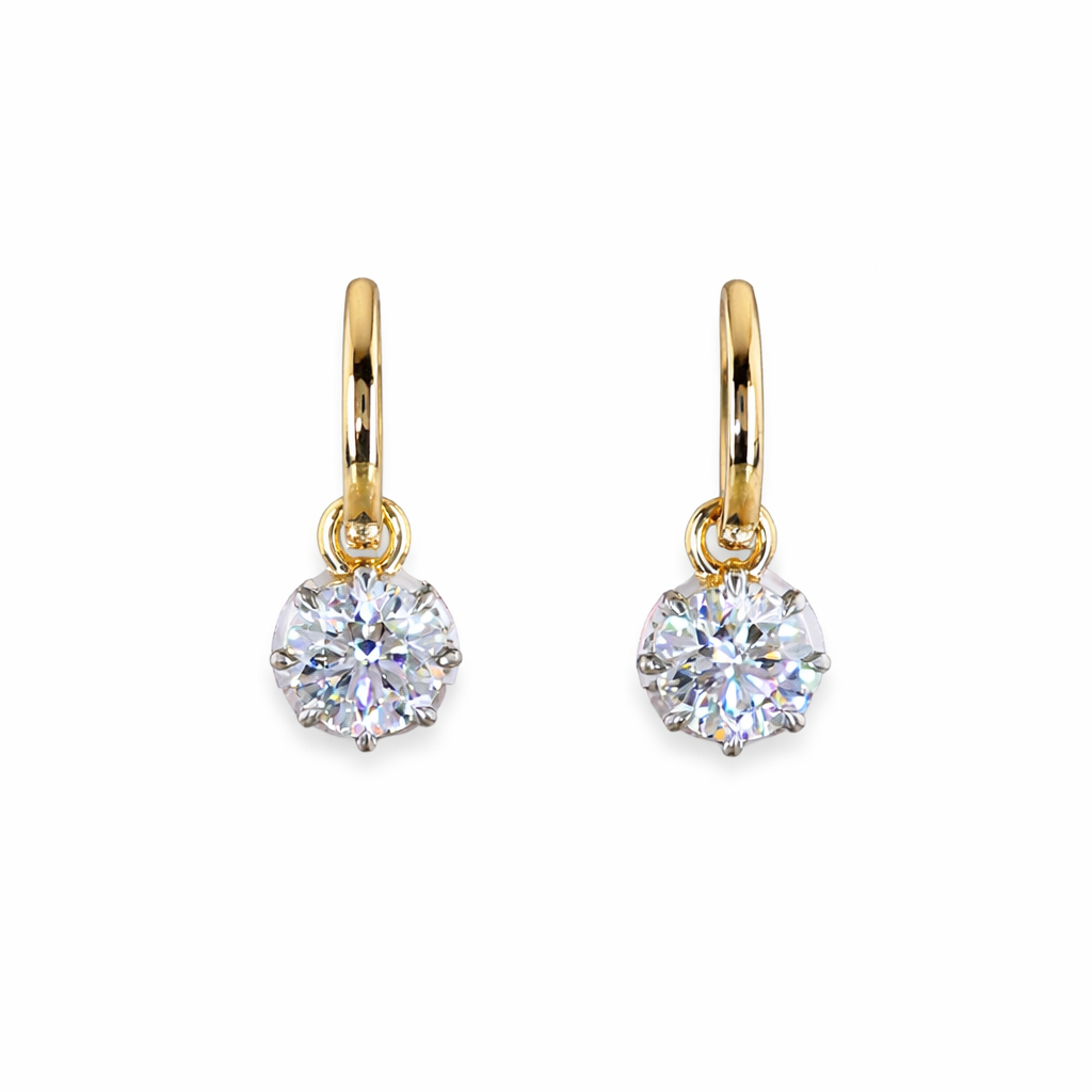 ALESSIA 2.02 Ct Round Hanging Earrings 14K Yellow Gold Diamond