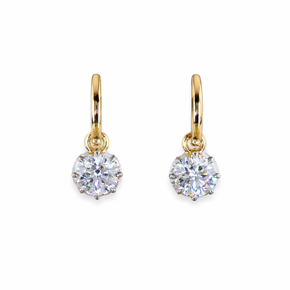 ALESSIA 2.02 Ct Round Hanging Earrings 14K Yellow Gold Diamond