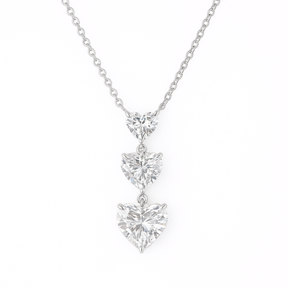 ALIRA | 3.01 Ct Heart Cascading Solitaire Diamond Pendant in 14K White Gold