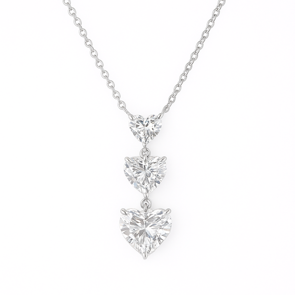 ALIRA | 3.01 Ct Heart Cascading Solitaire Diamond Pendant in 14K White Gold - Lab Grown