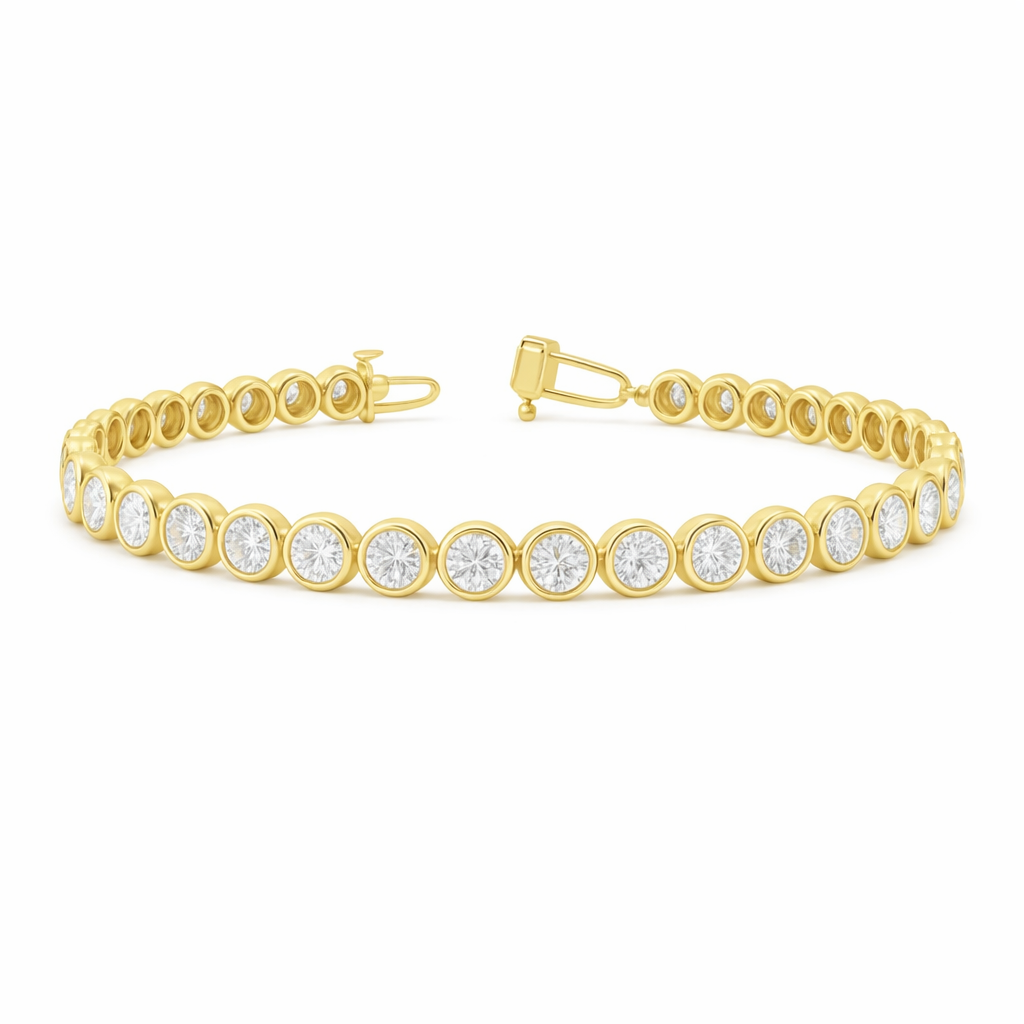 alistair | 9.19 ct round diamond tennis bracelet in 14k yellow gold