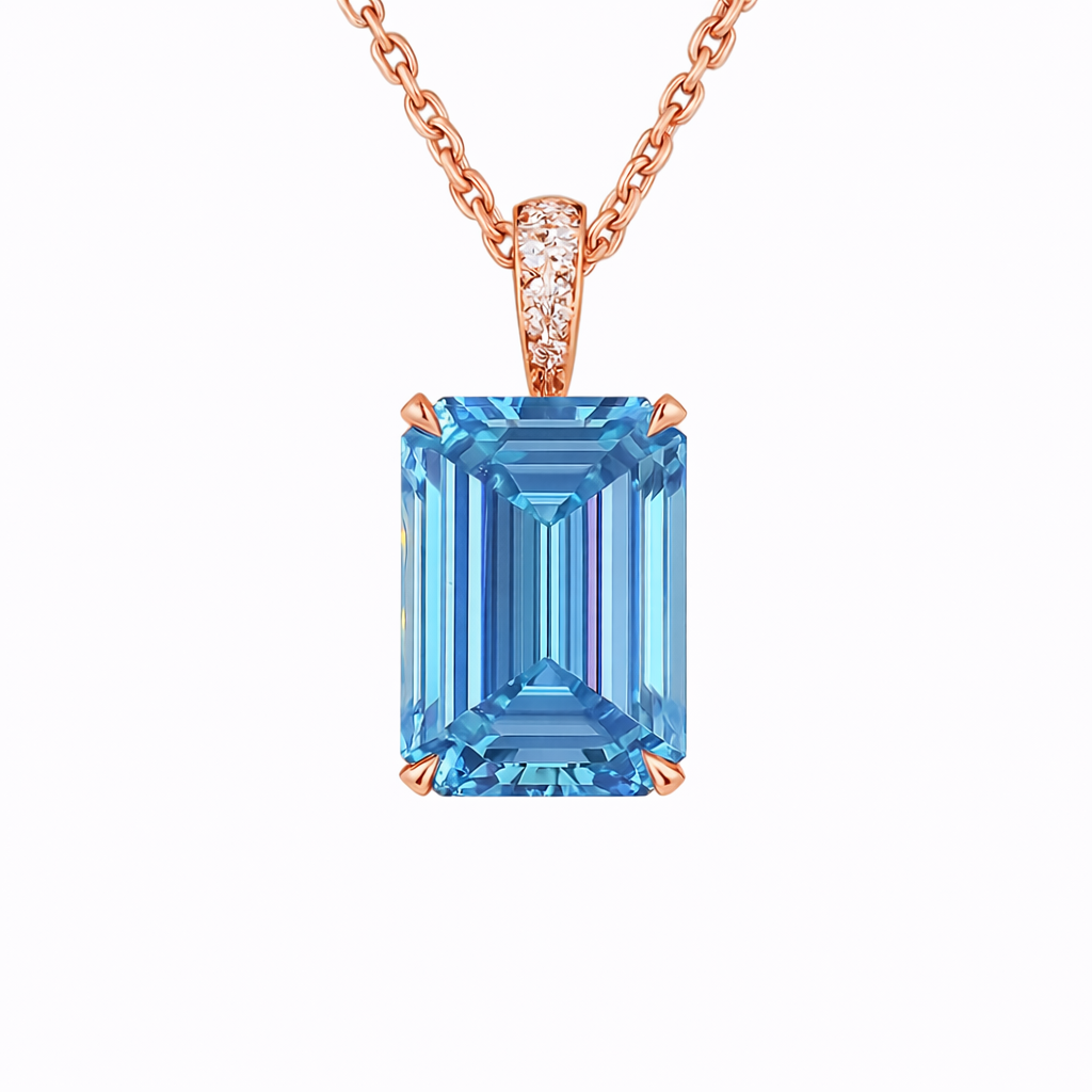 ALOUETTE | 3.4 Ct Emerald Solitaire Diamond Pendant in 14K Rose Gold