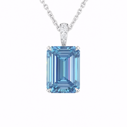 ALOUETTE | 3.4 Ct Emerald Solitaire Diamond Pendant in 14K White Gold