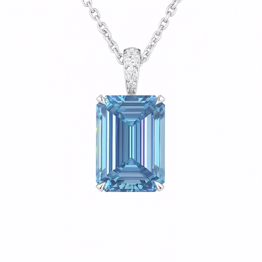 ALOUETTE | 3.4 Ct Emerald Solitaire Diamond Pendant in 14K White Gold
