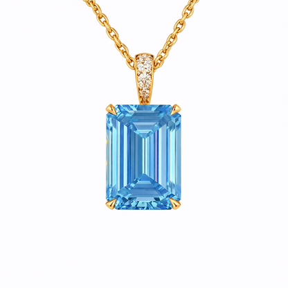 ALOUETTE | 3.4 Ct Emerald Solitaire Diamond Pendant in 14K Yellow Gold