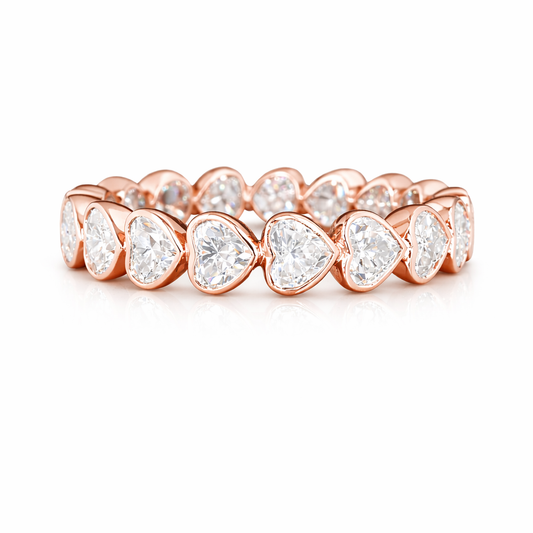 AMANTE 2.42 Ct Heart Eternity Band 14K Rose Gold Diamond