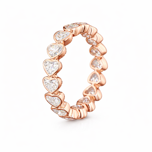 AMANTE 2.42 Ct Heart Eternity Band 14K Rose Gold Diamond