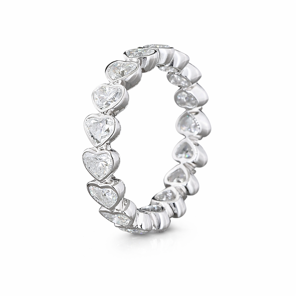 AMANTE 2.42 Ct Heart Eternity Band 14K White Gold Diamond