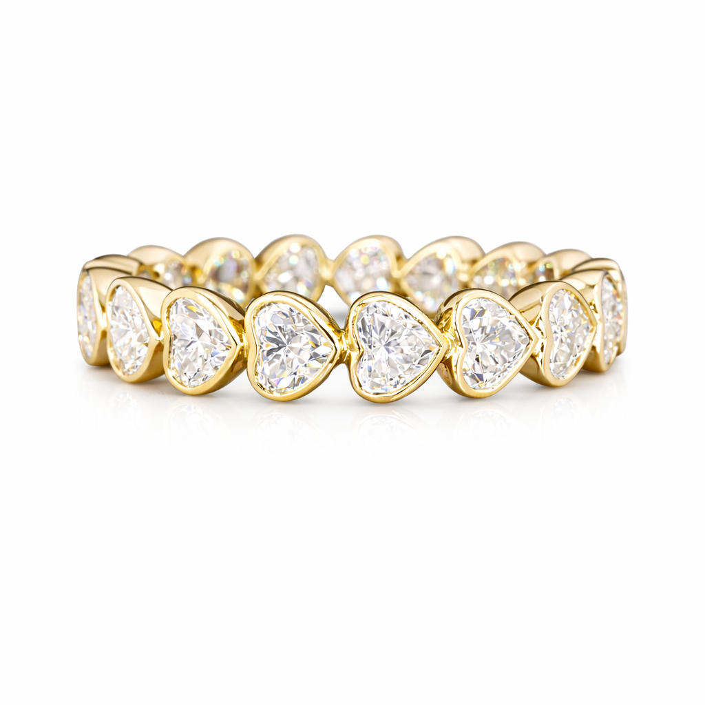 amante 2.42 ct heart eternity band 14k yellow gold diamond