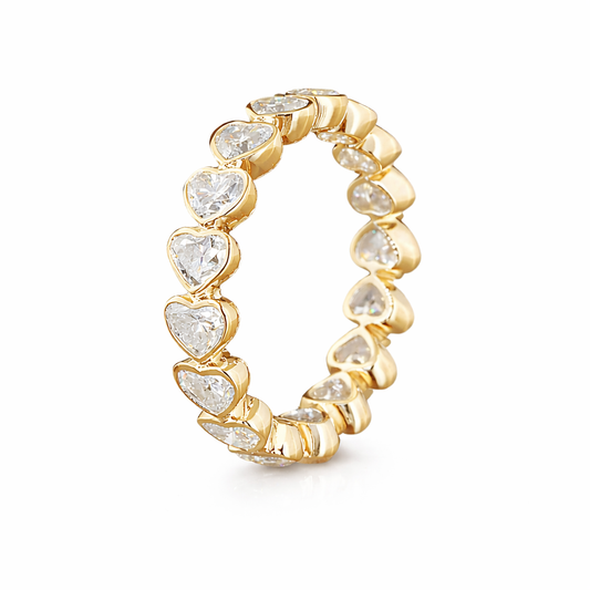 AMANTE 2.42 Ct Heart Eternity Band 14K Yellow Gold Diamond