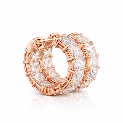 AMELIE | 5.22 Ct Emerald Diamond Huggies Earrings in 14K Rose Gold