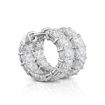 AMELIE | 5.22 Ct Emerald Diamond Huggies Earrings in 14K White Gold