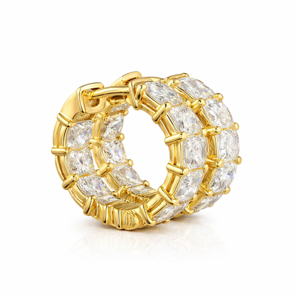 AMELIE | 5.22 Ct Emerald Diamond Huggies Earrings in 14K Yellow Gold