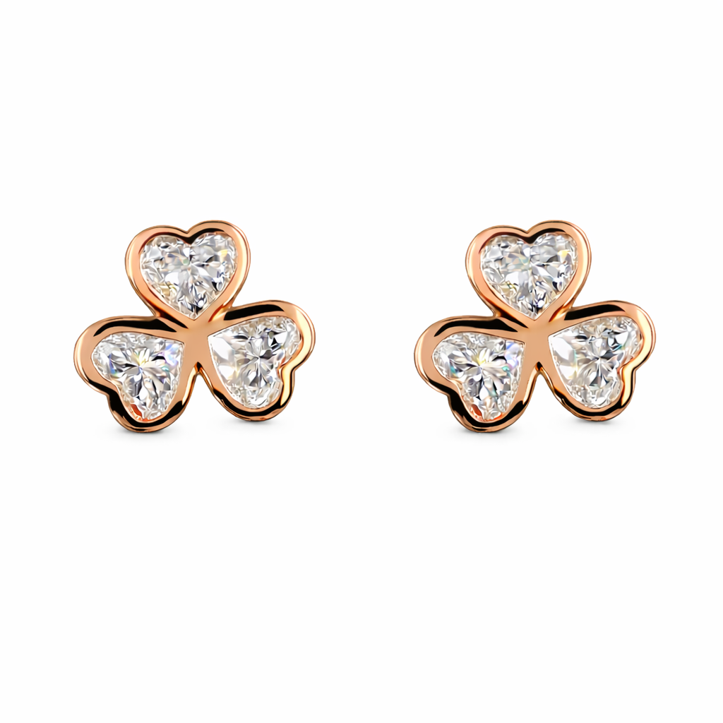 amora | 2.07 ct heart diamond stud earrings in 14k rose gold